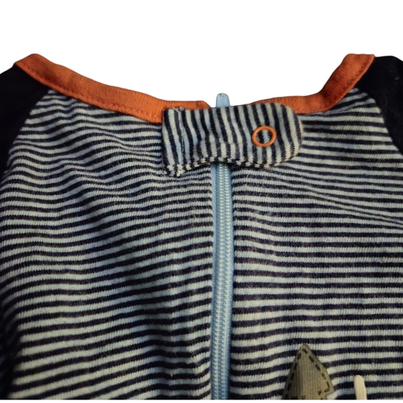 Gerber Infant 6-9M Woodland Animal Zip Up Pjs Fox Tree Stripes Footed 2p Set - Picture 7 of 10